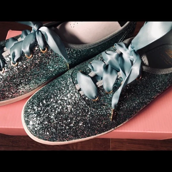 KATE SPADE/KEDS-NWT Aqua Glitter Sneakers - Picture 14 of 16